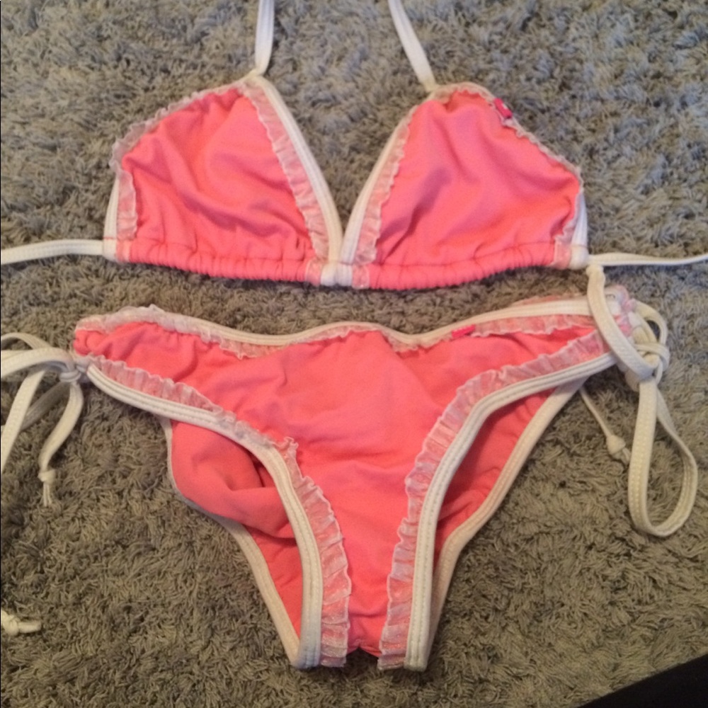 Chynna Doll salmon ruffle bikini